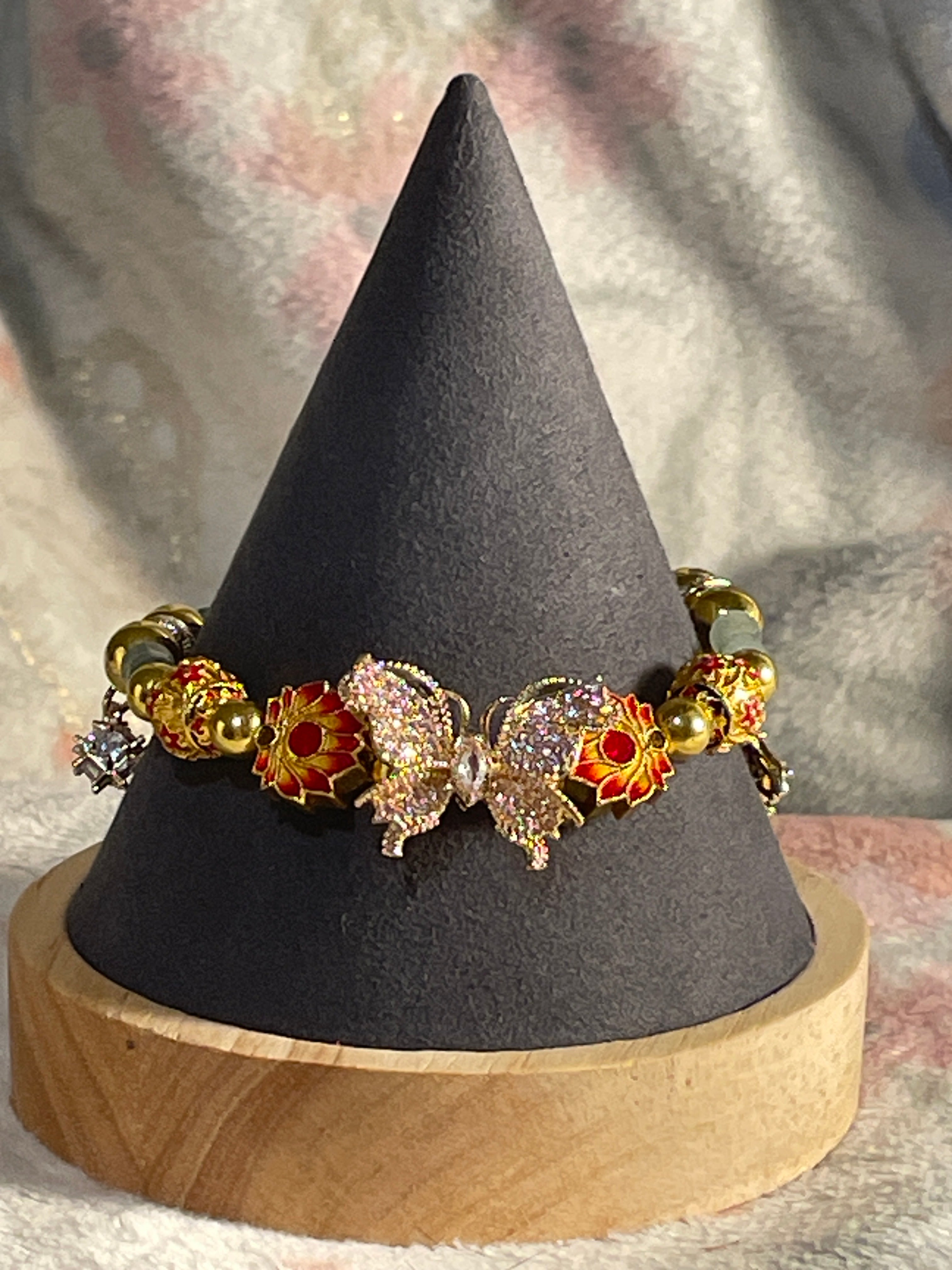 Butterfly bamboo with Gold dangles