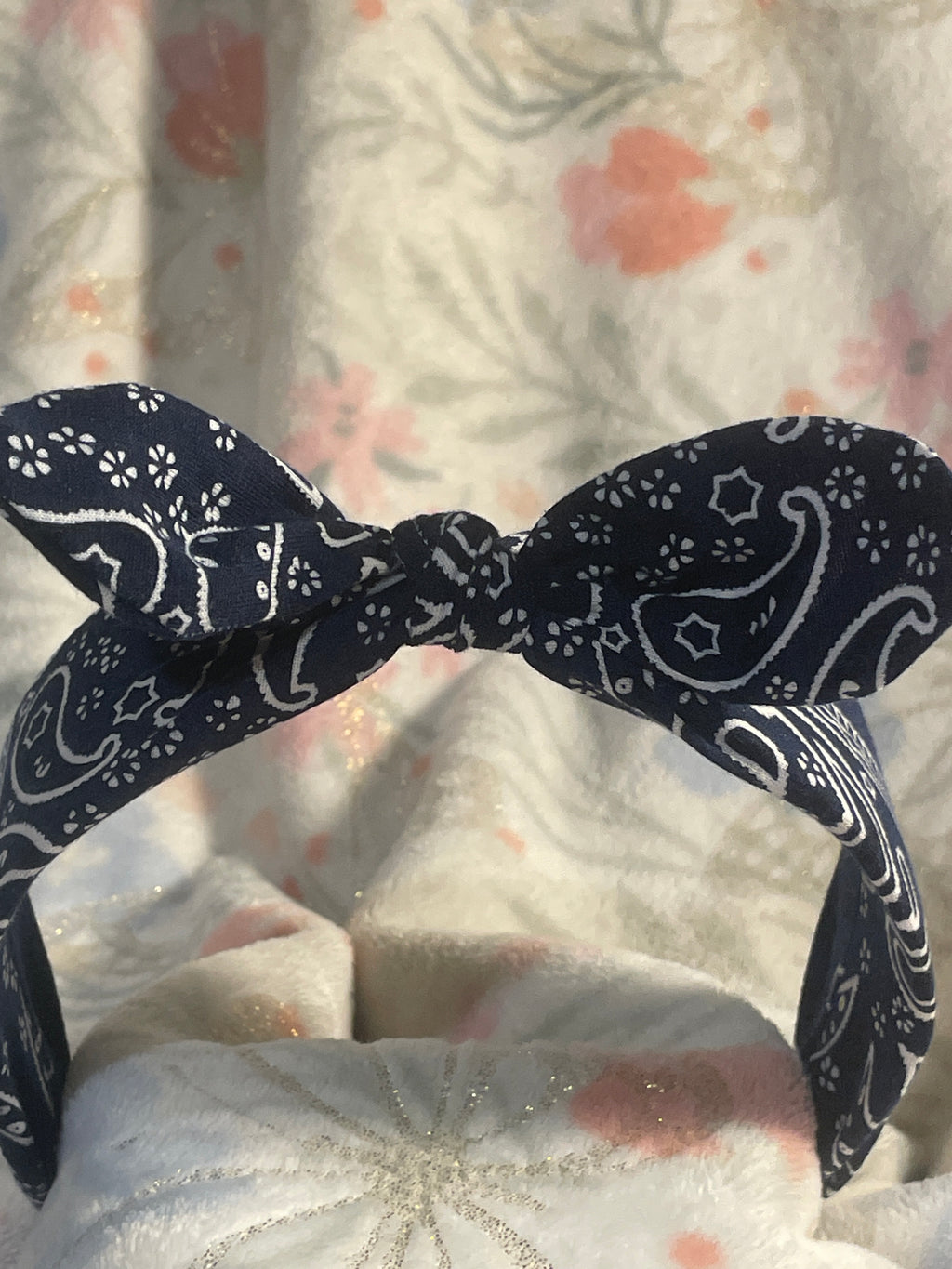 Blue bandanna headband ￼