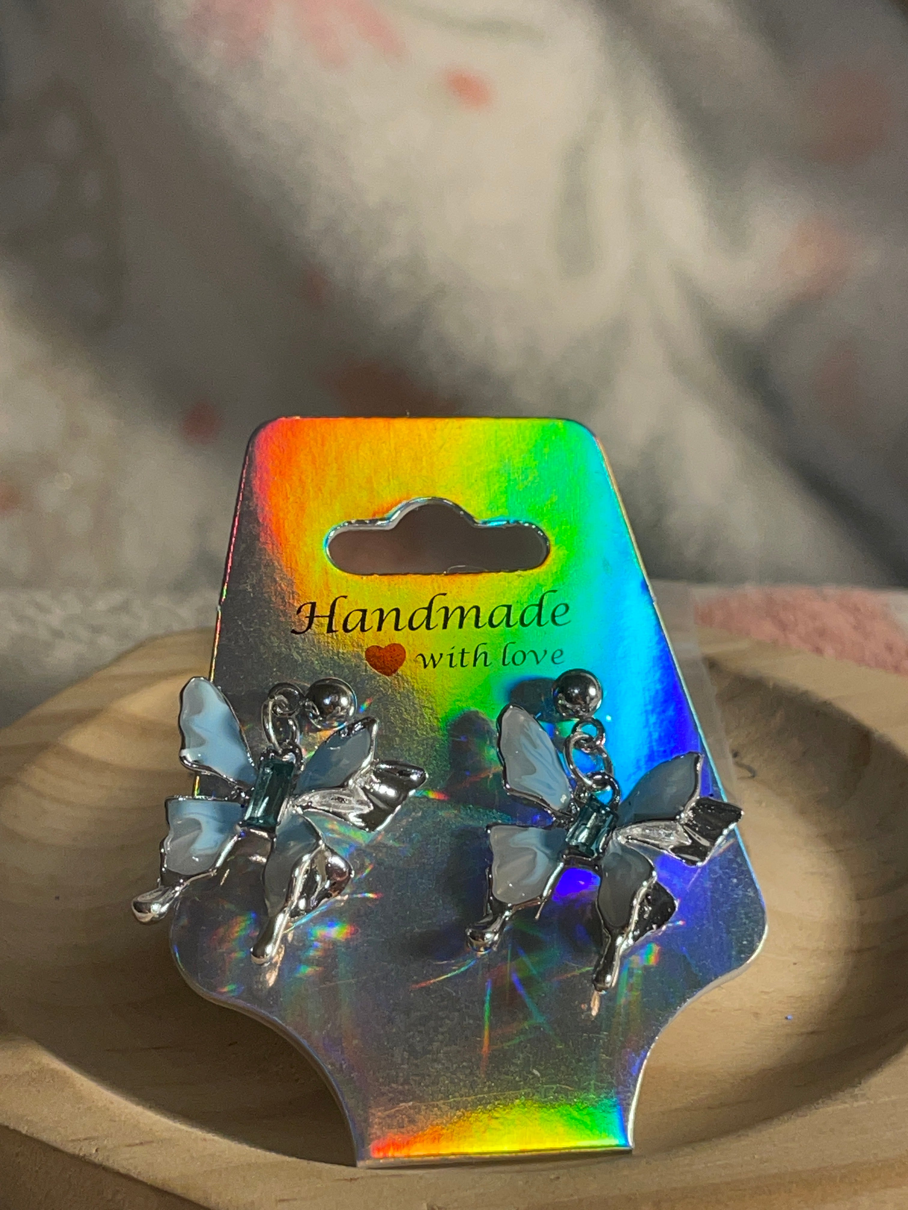 Blue and Pink Butterfly Earrings