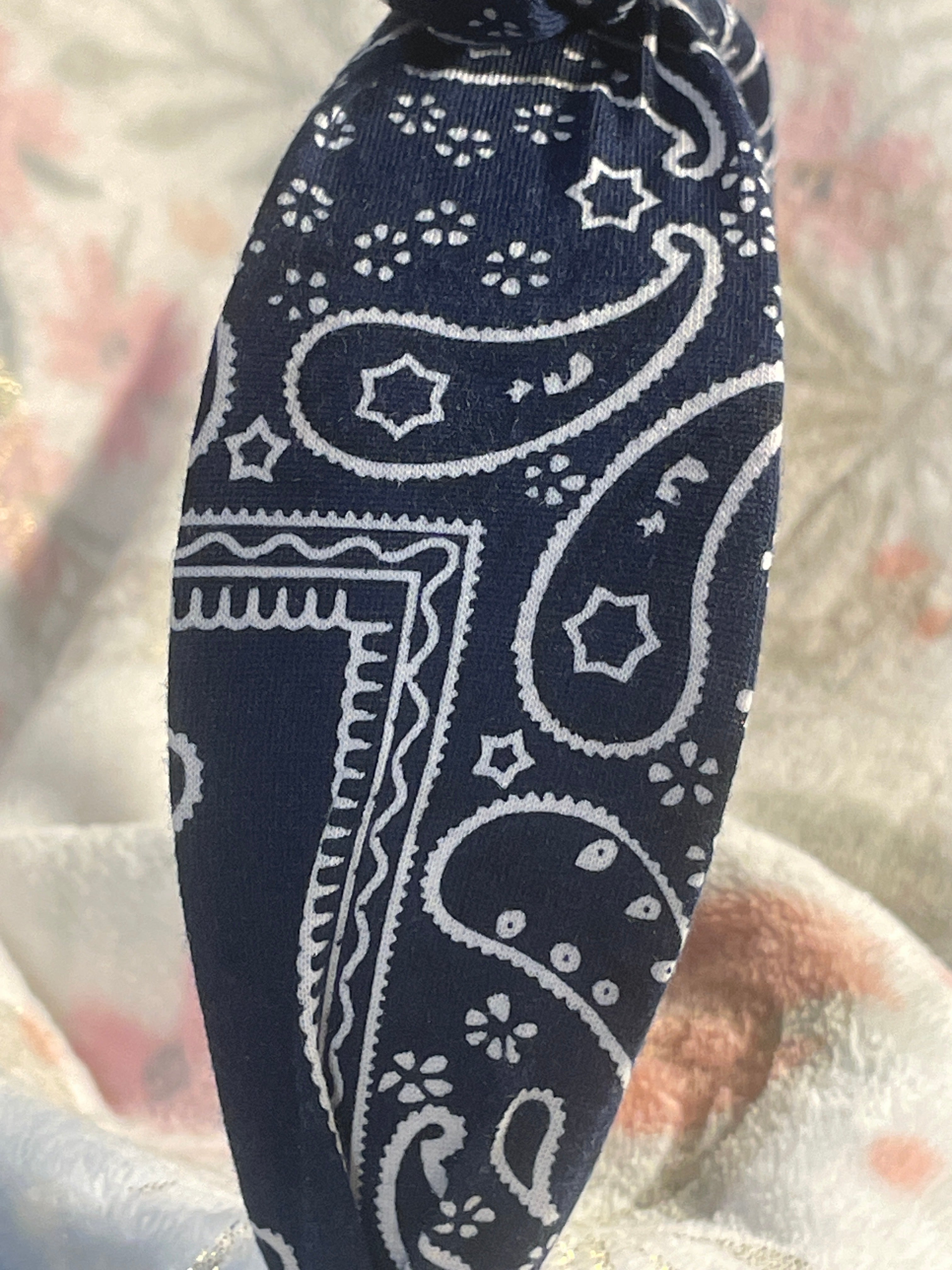 Blue bandanna headband ￼