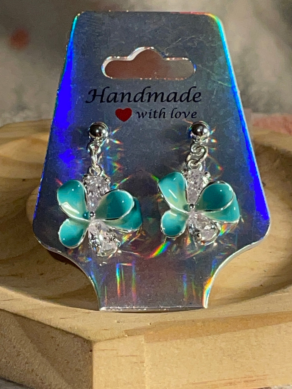 Turquoise and pink flowers earrings