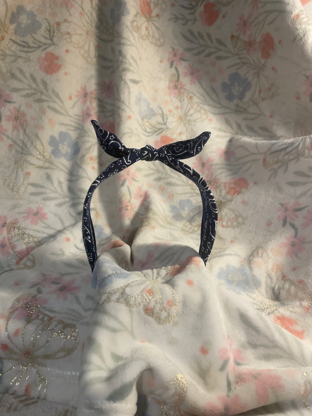 Blue bandanna headband ￼