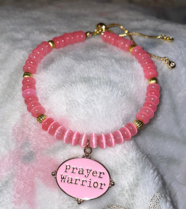 Pink Prayer Warrior Slider Bracelet