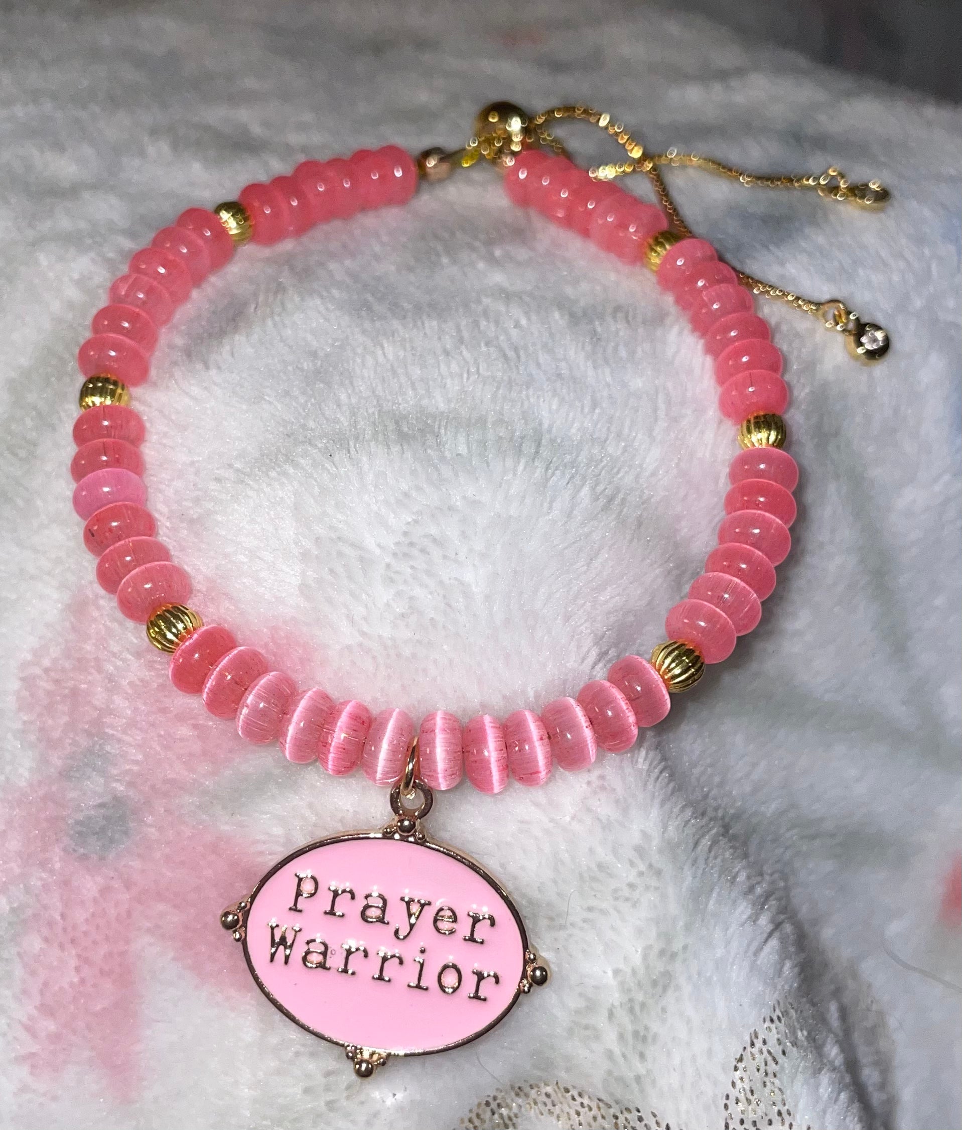 Pink Prayer Warrior Slider Bracelet