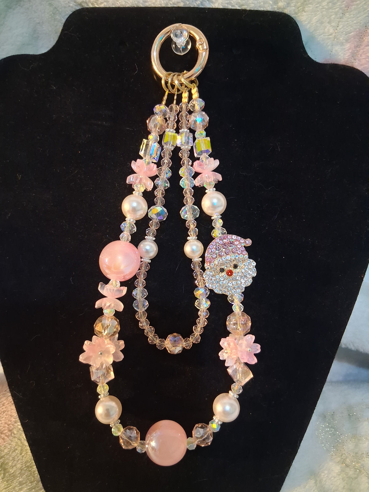 Pink Santa Keychain
