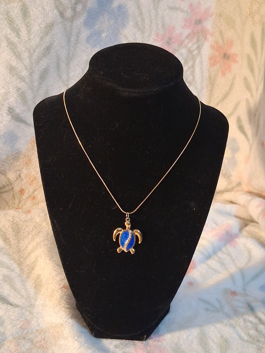 Blue Turtle Necklace and Earrings Set